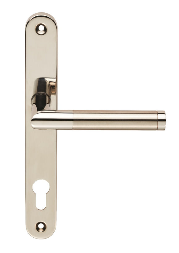 EUROSPEC TREVIRI NARROWSTYLE LEVER ON 240X32X10MM OVAL BACKPLATE (UNIVERSAL SPRING) * VARIANT E 92MM CENTRES G316/304