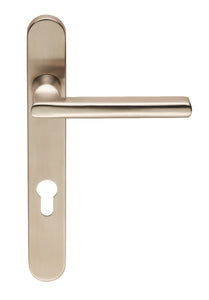 EUROSPEC CARLTON NARROWSTYLE LEVER ON 240X32X10MM OVAL BACKPLATE (UNIVERSAL SPRING) * VARIANT A 92MM CENTRES G316/304